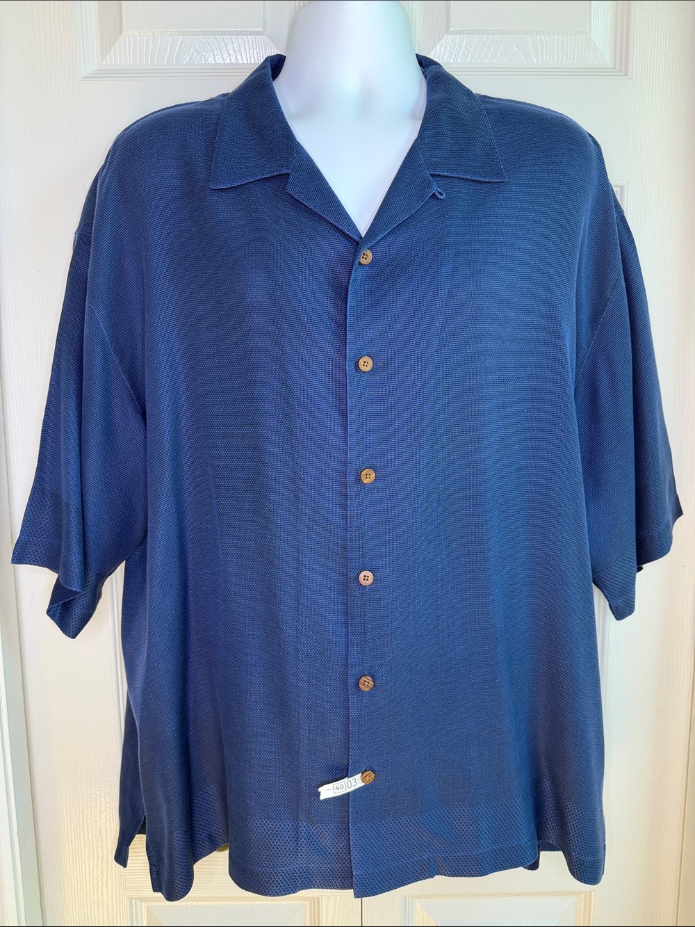 3 for $20 PUSSERS ISLAND RESERVE Silk Short-Sleeve Button Down Shirt Collar Blue